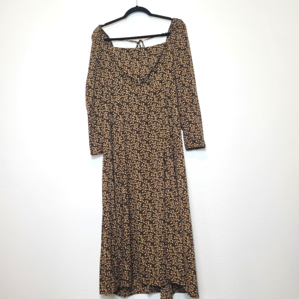 Anthropologie x OPT Lenon Floral Midi Dress In Brown Size 4 - Picture 5 of 11